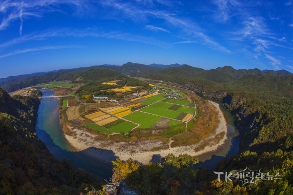 5코스 칼선대에서 본 도산면 단천리. 사진=안동시