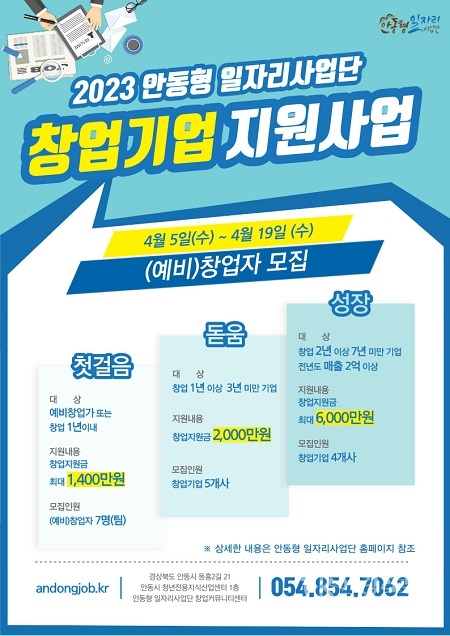 2023년 창업기업 지원사업 포스터. 사진=안동시
